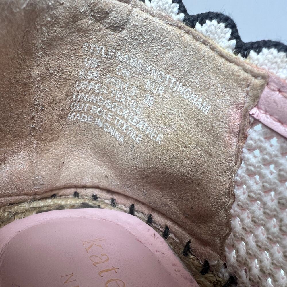 Kate Spade Espadrille Flat Womens 8.5 Knottingham Pink White Stripe Knit - Picture 10 of 10